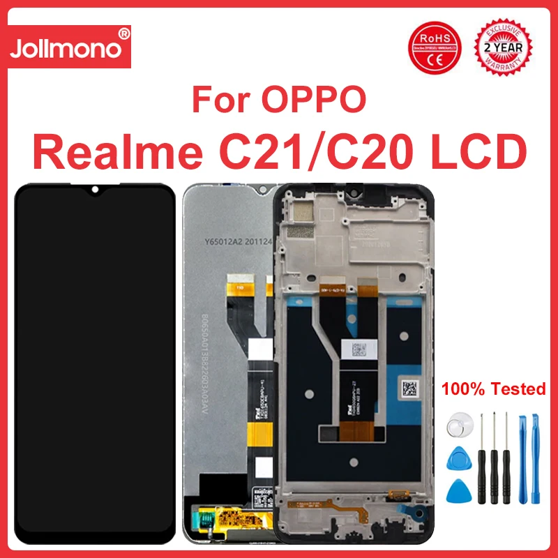 

ЖК-дисплей 6,5 дюйма для Realme C21 C20 с рамкой, сенсорный экран, дигитайзер, запасные части RMX3061 RMX3063 RMX3201