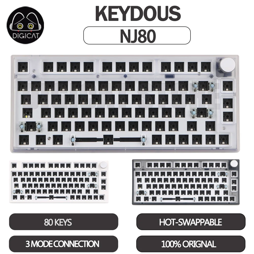 

Keydous NJ80 Mechanical Keyboard Kit 3 Mode Aluminium Steel Brass Wireless Keyboard Kit Hot-Swap 75% RGB Customize Keyboards DIY