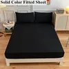 Black Fitted Sheet Home Bed Linen 90x200 Bed Cover with Elastic Band tampa de colchão Double Bedsheet(Pillowcase Need Order) 1