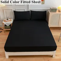 Black Fitted Sheet Home Bed Linen 90x200 Bed Cover with Elastic Band tampa de colchão Double Bedsheet(Pillowcase Need Order) 1