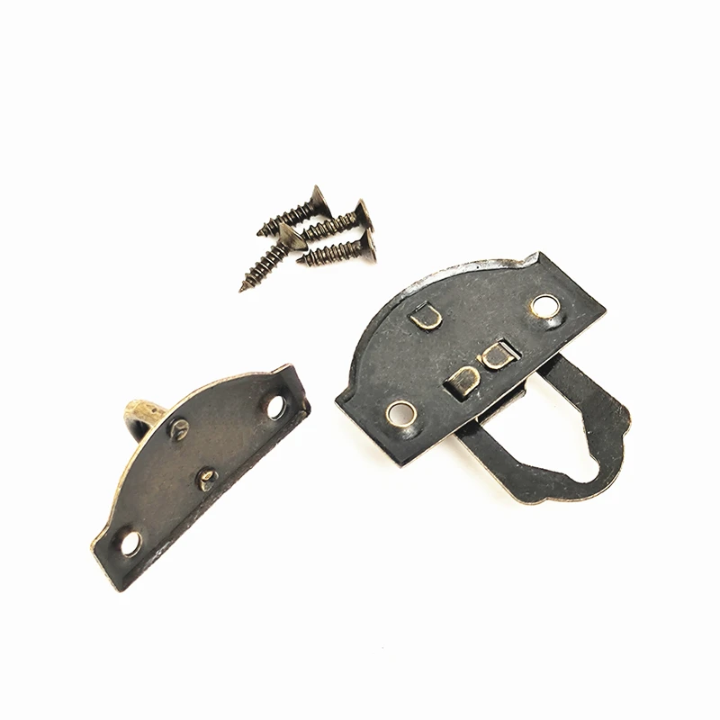 14/24pcs/Lot Vintage Box Hasps Metal Hardware Furniture Wooden Box Bag Decorative Latch Clasps Lock Padlock Hasp With Screws