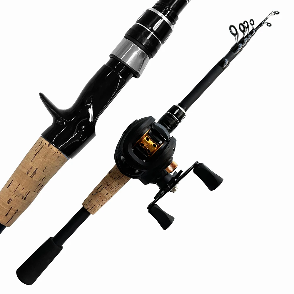 

Baitcasting Fishing Rod Reel Combo Telescopic Casting Rods and Reel Set 1.5-2.4m Carbon Pole Lure 8-25g Pesca for Bass Octopus