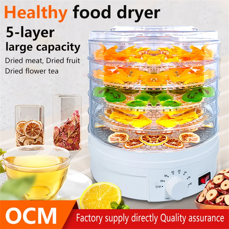 Household Food Dehydrator Meat Vegetables Drying Machine 5 Trays Dried for Kitchen Transparent Stainless Steel 110V/220V ZZ11 kitchen sink splash guard sponge adjustable dish drying mat bathroom sink water catcher absorbent mat countertop protector