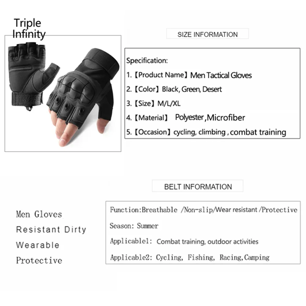 Gants tactiques mi-doigts mesh respirants pour pêche estivale et activités nautiques légères