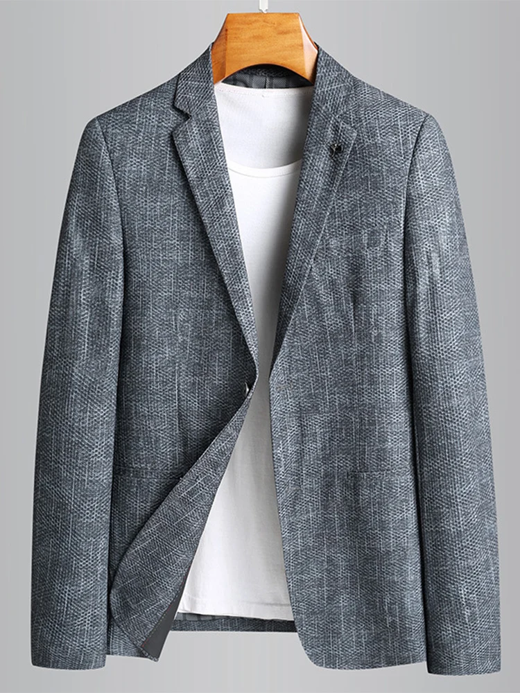 

2023 New Fashion Style Summer Spring Blazer One Bottom Breathable Cotton Linen Coat Men's Suit Jacket 1 Pieces( Only Jacket )