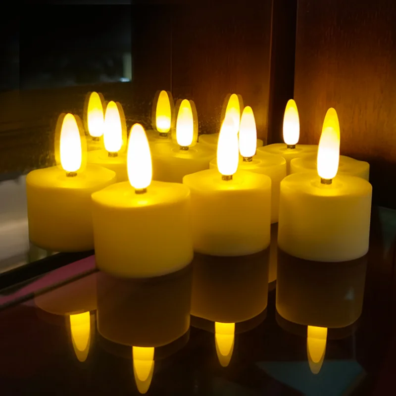 6/12/18/24pcs LED Candele a luce di tè Candele senza fiamma ricaricabili Decorazioni per la casa Lampada a candela elettronica tremolante per il regalo domestico