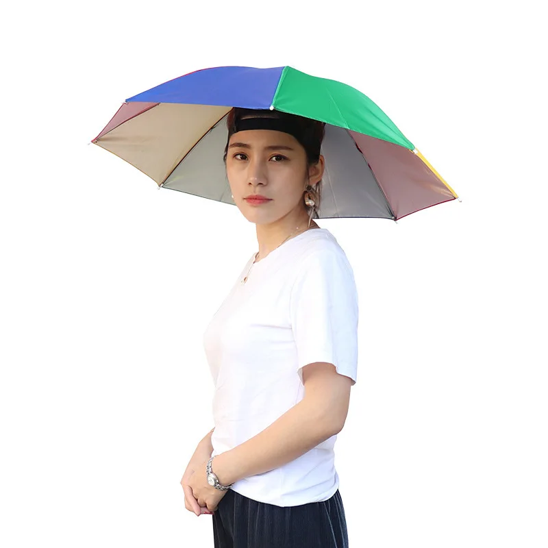 

Outdoor Portable Umbrella Hat Foldable Fishing Sunshade Hat Wearing Cap Waterproof Travel Fishing Beach Sunshade Hats Rain Gear