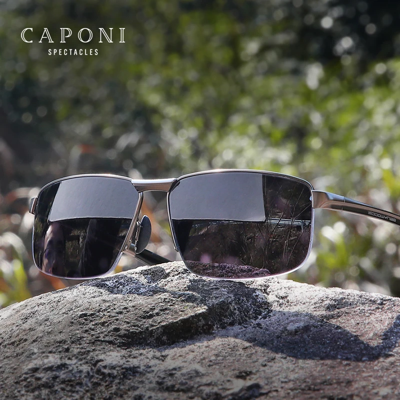 CAPONI 2023 Neue Sonnenbrille Für Männer Nylon Polarisierte Photochrome Legierung Fahren Sonnenbrille UV400 Marke Designer Shades_voghion.com