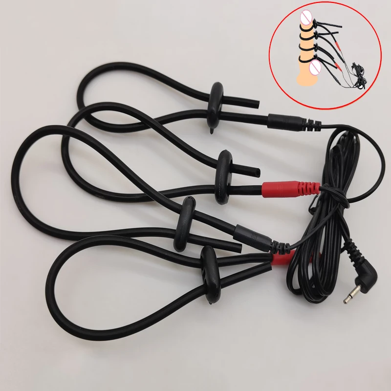 Electric Shock Silicone Loops Peni Ring Estim Cock Ring Penis Massage/Extender/Enlarger BDSM Sex Toys For Men Real Masturbator