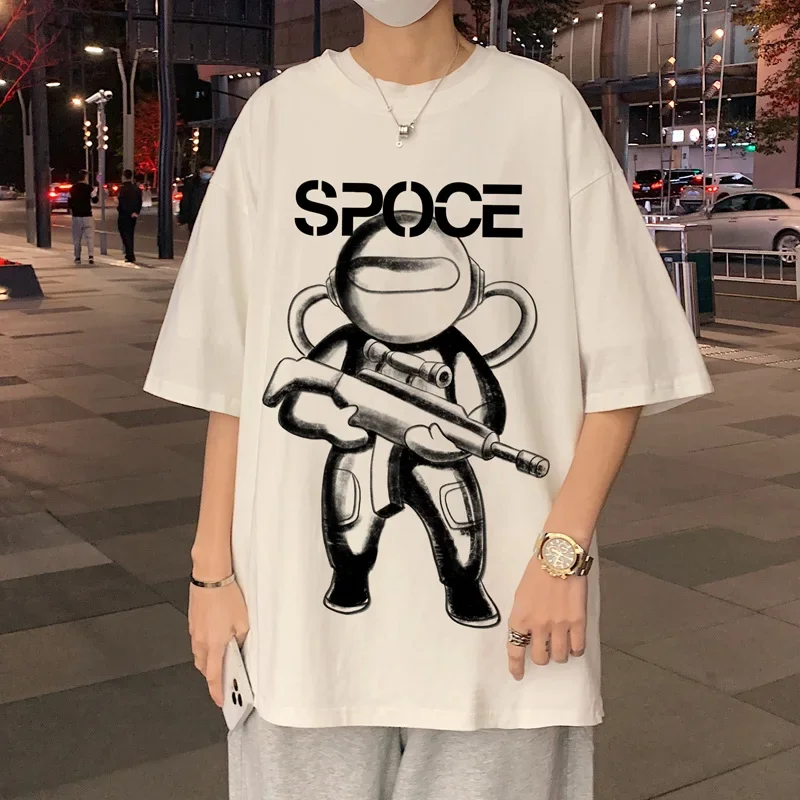 

Хлопковая мужская футболка с аниме принтом, модные футболки оверсайз, Повседневная рубашка белого цвета, размеры до 5XL, на лето