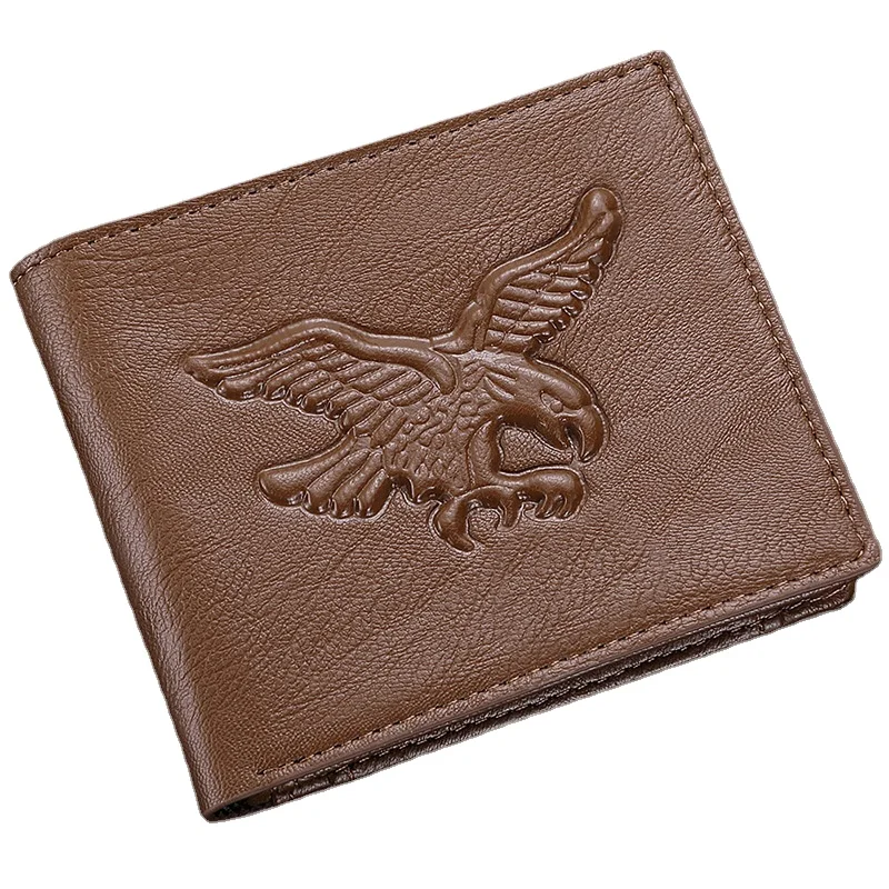 

Europe and America wallet men's short horizontal embossed retro wallet Eagle coin purse men's real wallet