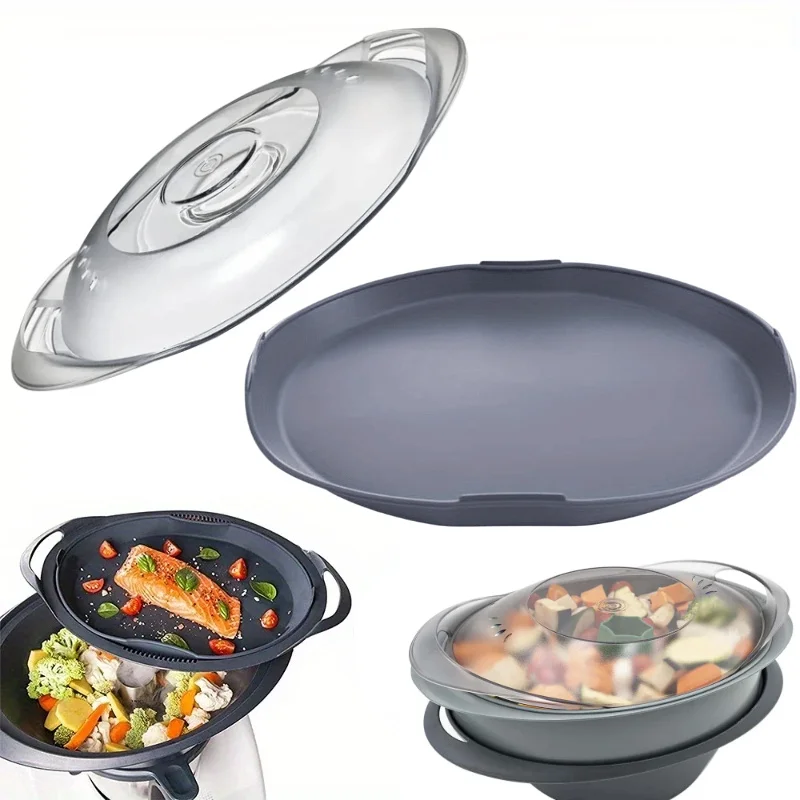 2PCS Silicone Steamer Bowl Cover for Thermomix TM5/TM6/TM31 - Heat-Resistant Varoma Steaming Tray Kitchen Accessory