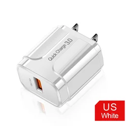 High - Speed 18W USB Charger with QC 3.0 Technology - US Plug White