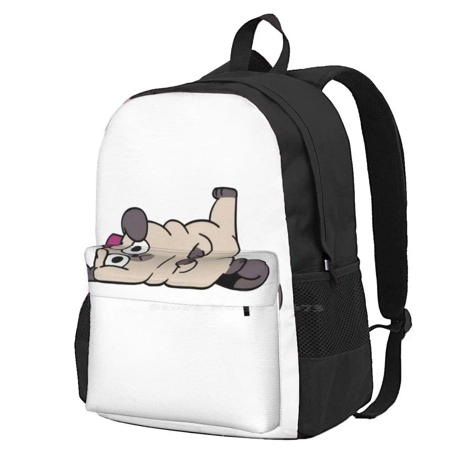 

Pugsley On The Floor-Dead End Fashion Travel Laptop School Backpack Bag Pugsley Dog Dead End Paranormal Parks Netflix Cartoon
