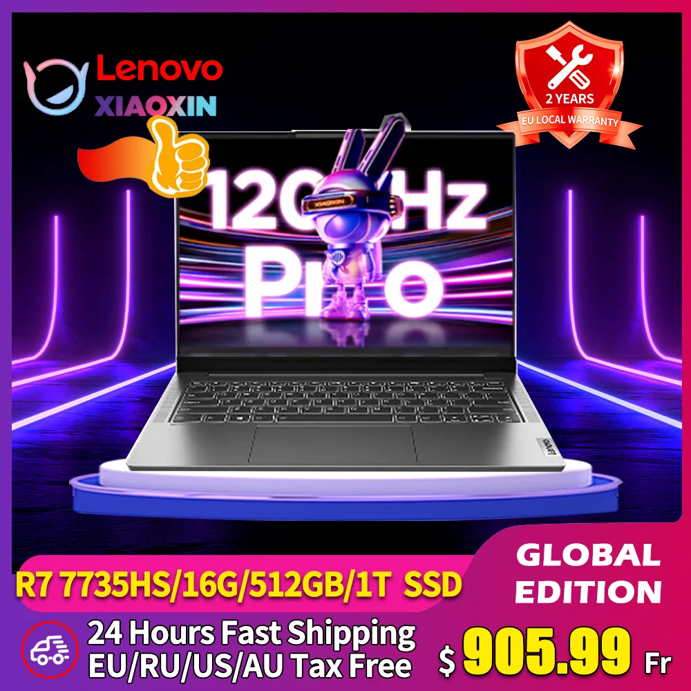 2023 레노버 노트북, 샤오신 프로 14, AMD R7-7735HS, 16G, 32G RAM, 1T, 2T SSD, 14 인치, 2.8K, 120Hz, IPS 스크린 노트북