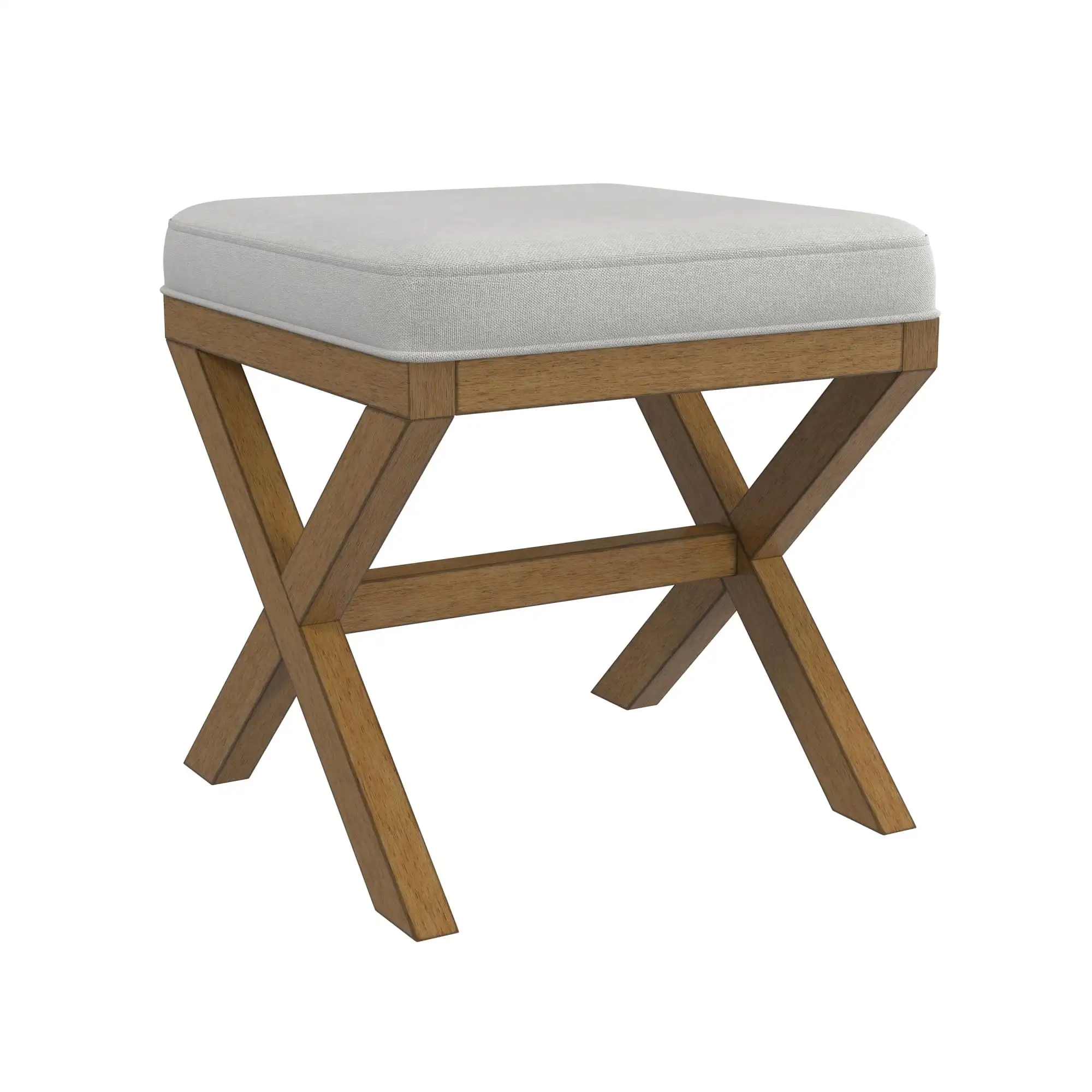 

Hillsdale Furniture Somerset Backless Upholstered Wood Vanity Stool, Fog