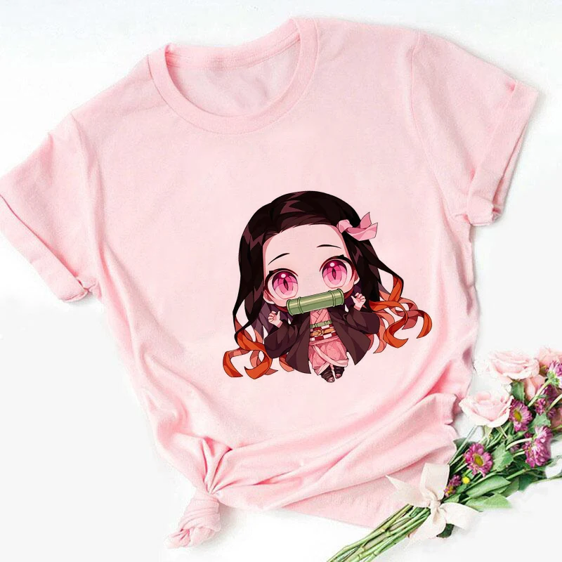 Nezuko Kamado Kimetsu No Yaiba Print Pink Kid T-shirts Children Baby Cute Harajuku Kawaii Clothes Boy Girl Tops Gift ,Drop Ship 4