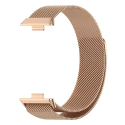 Milanese Magnetic Loop Metal Strap with Soft TPU Case and Screen Protector for Huawei Watch Fit 5 (Rose Gold Strap)