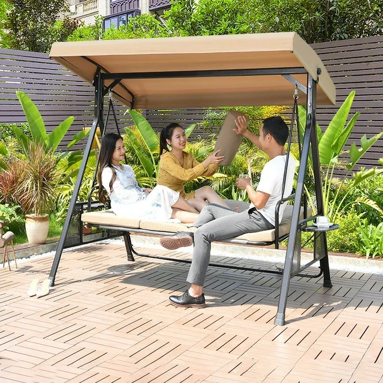 High Quality Indoor Outdoor Chair Canopy Seat Patio 2 seat solar panels patio swing 3 Seater Garden Swings