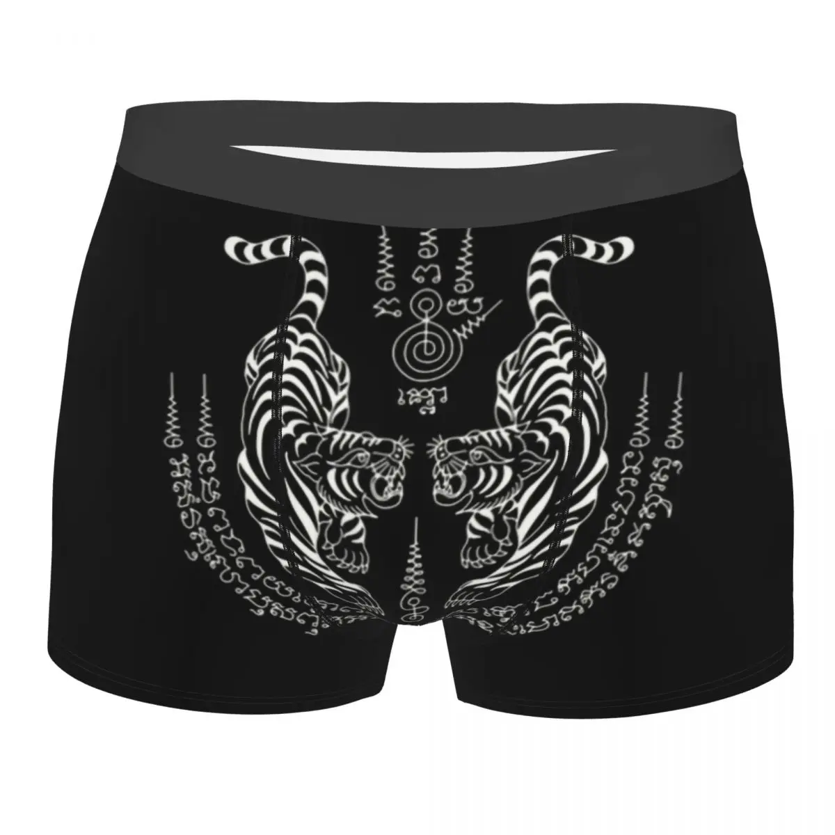 

Custom Twin Tiger Sak Yant Tattoo Underwear Men Stretch Thailand Muay Thai Boxer Briefs Shorts Panties Soft Underpants For Homme