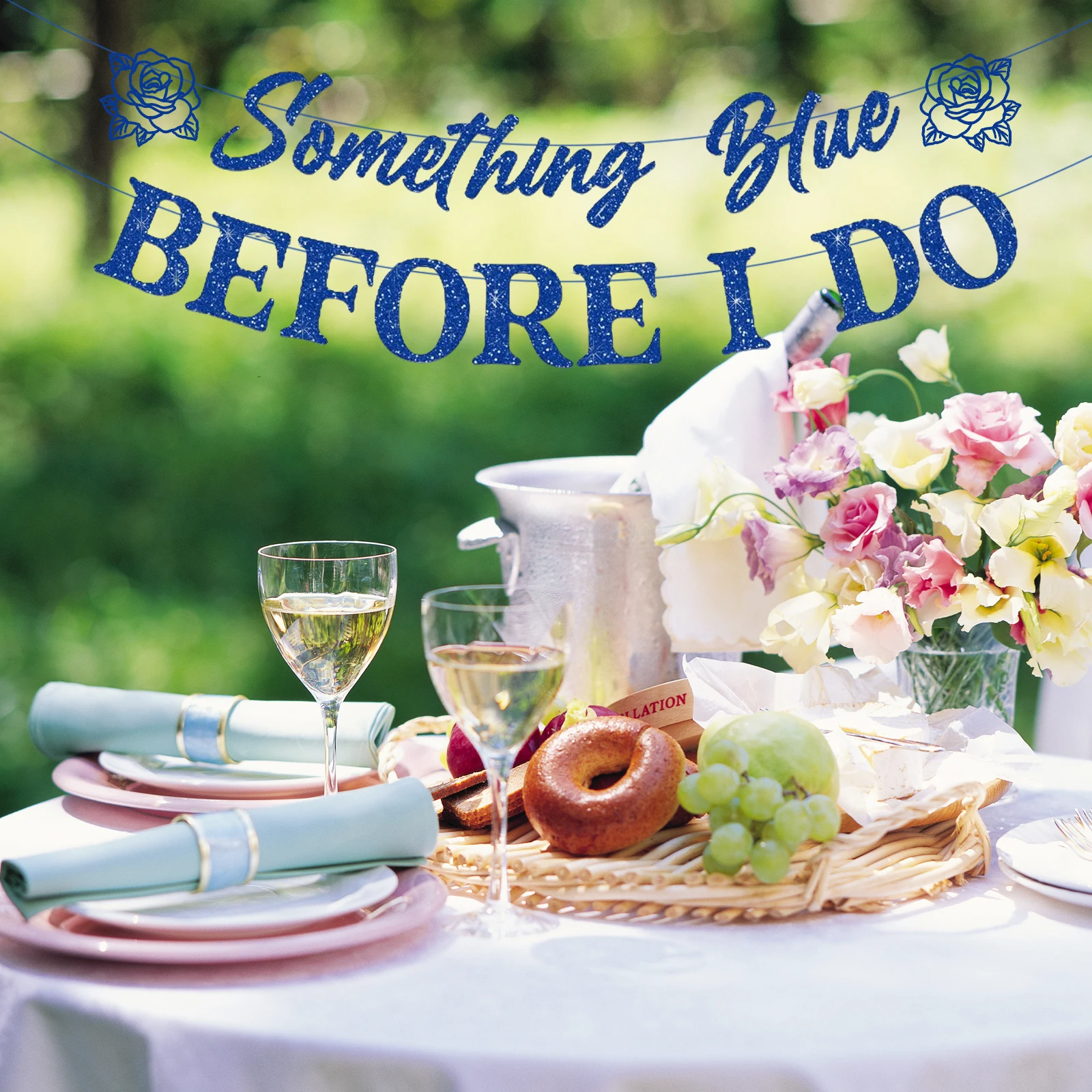 Elegant Blue Bridal Shower & Bachelorette Party Banner