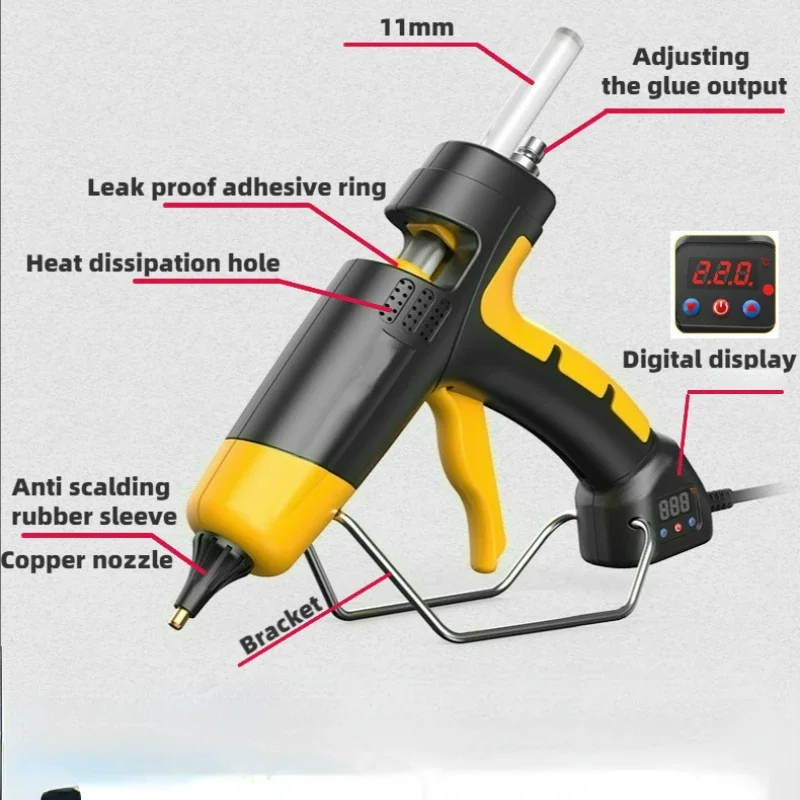 11mm Hot Silicone Gun 300W Digital Display Temperature Adjustable Copper Nozzle Use 11 Mm Glue Sticks Home DIY Caulking Tool hot melt glue gun hot glue gun