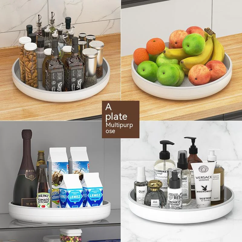 360 ° Rotating Spice Rack Seasoning Kitchen Storage Tray Anti-skid Foot Racket Placement Storage Tray 4