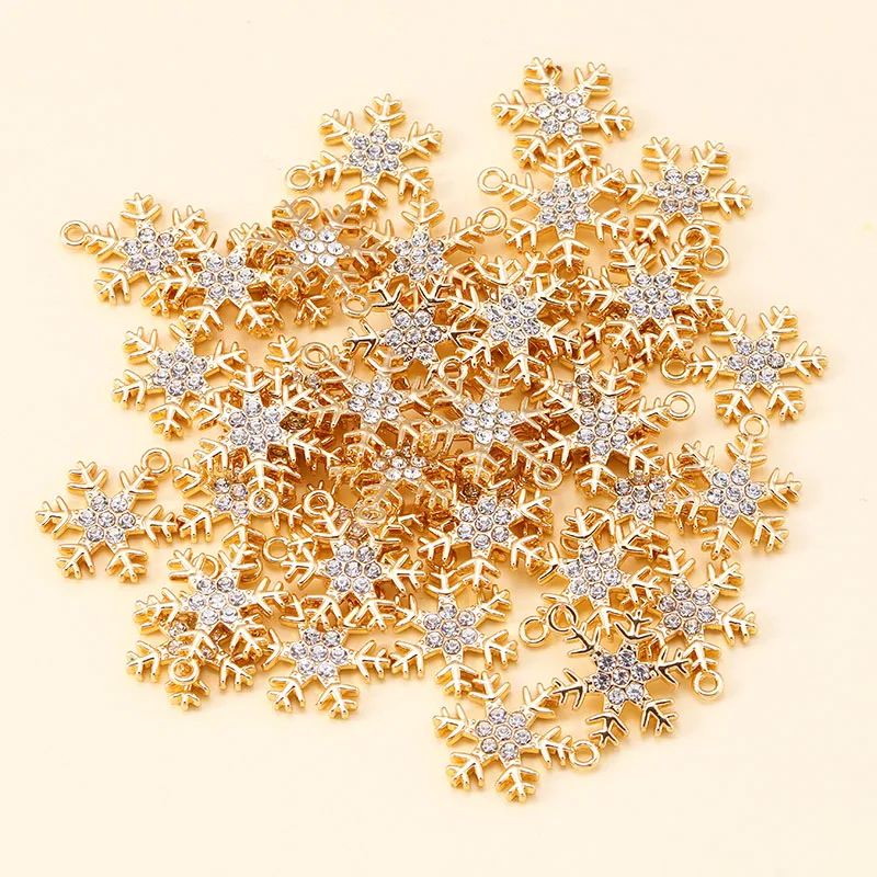 10Pcs Mixed Charms Zirkon Weihnachten Schneeflocke Halskette Anhänger Für Frauen Mode Glänzende Kristall DIY Schmuck Machen Ohrring Geschenk – Detail 4