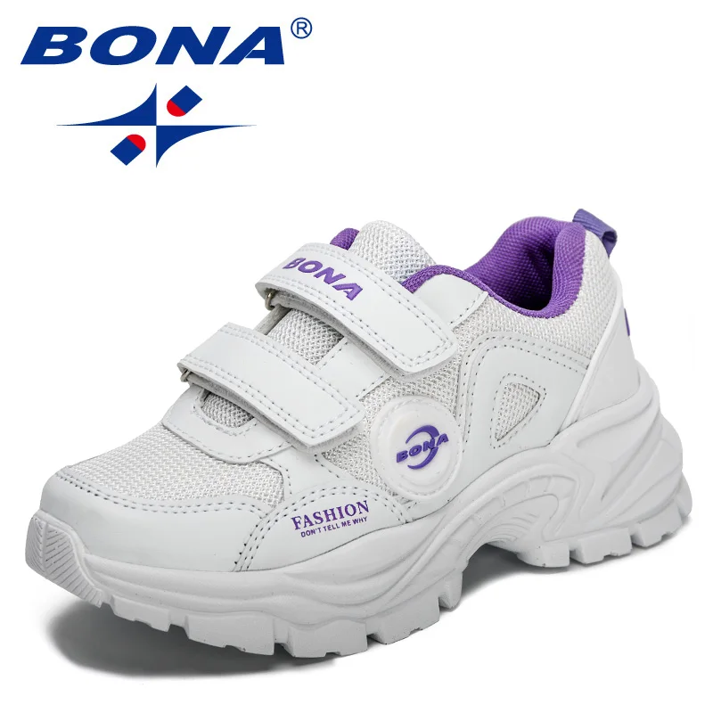 

BONA 2022 New Designers Luxury Sneakers Kids Casual Shoes Children Running Tenis Shoes Breathable Hook&Loop Walking Footwear