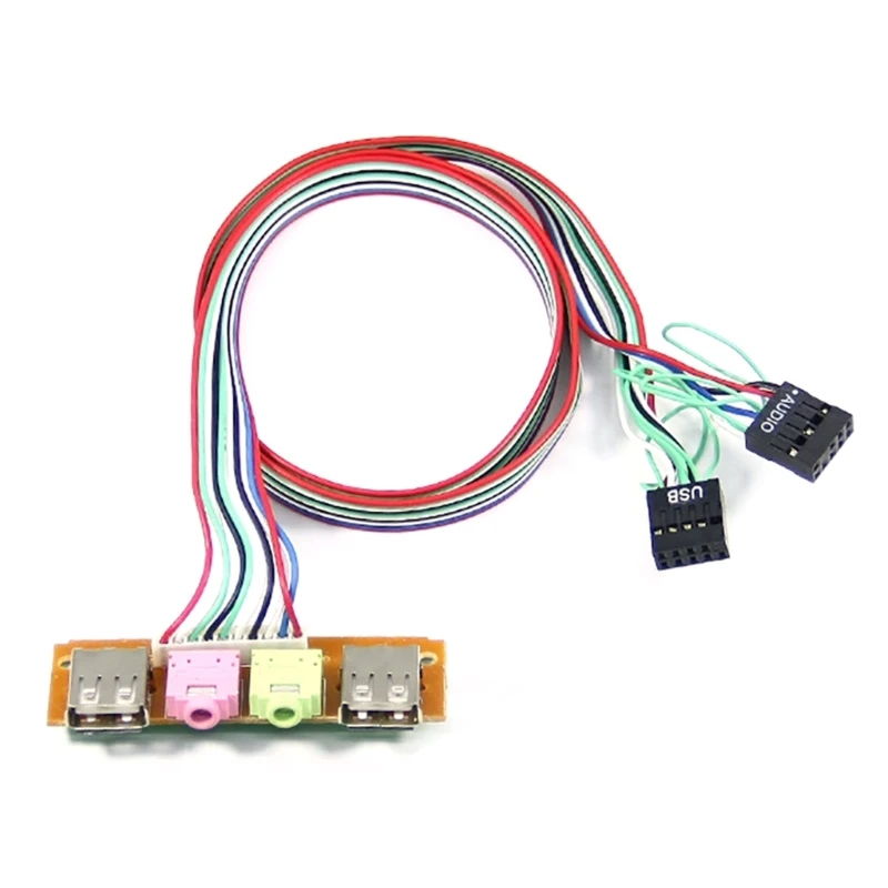 

Новый ПК для чехла Передняя панель 2 порта USB 2,0 + микрофоны 3,5 мм порт кабель 6,8 cmPCB 24BB