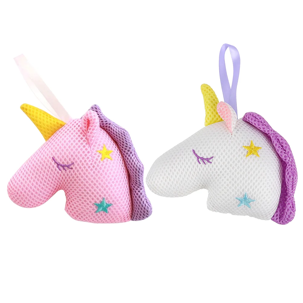 

2 Pcs Unicorn Bath Sponge Bathing African Net Kids Playset Exfoliating Brush Girl