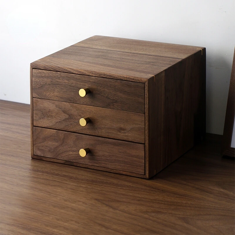 

Chinese Style Retro Black Walnut Drawer Storage Box Exquisite Solid Wood Sundries Box Bedroom Dresser Storage Cabinet