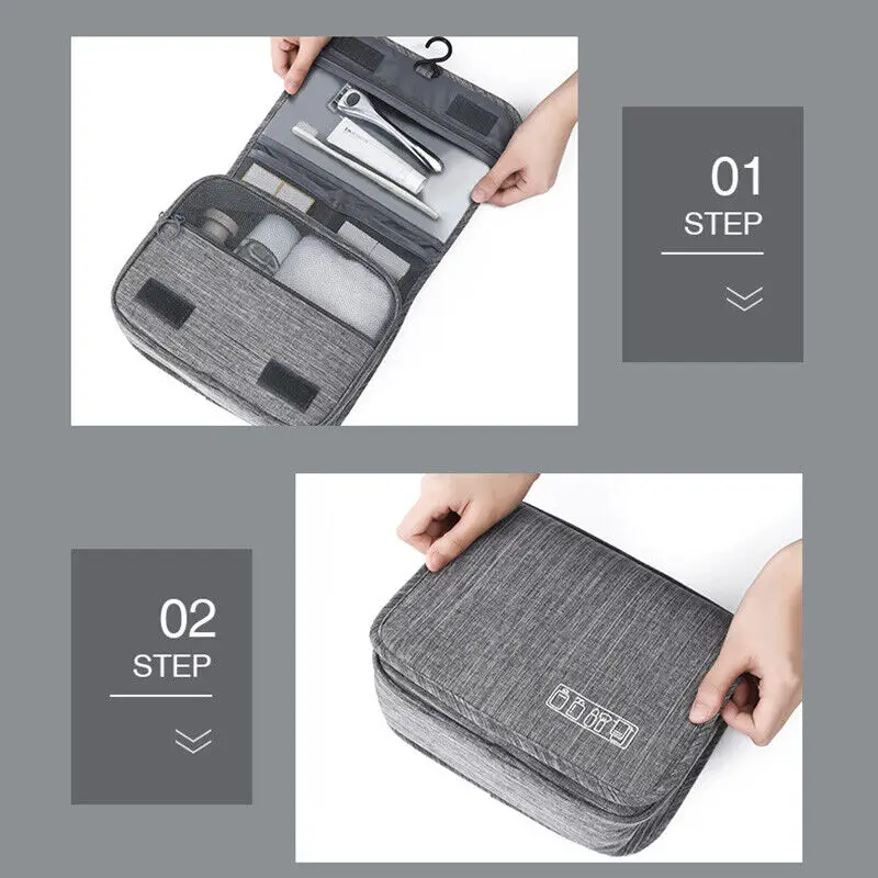 Description Picture 5 of itemLarge Hanging Hook Toiletry Bag Waterproof Folding Handbag Travel Makeup Cosmetic Razor Storage Organizer Case Bathroom Supplies