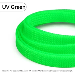 Expandable PET Braided Cable Sleeve - Wire Protection Sheath, Multiple Sizes Available - 30mm (UV Green)