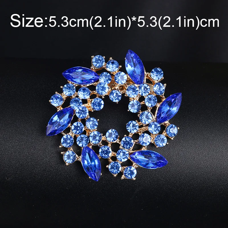 Crystal Rhinestones Flower Brooch For Women Girl Fashion Elegant Coat Lapel Pin Wedding Bouquet Corsage Scarf Clip Jewelry Gift