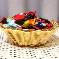 Rattan Woven Basket Home Living Room Storage Holder Dried Fruit Cake Organizer Fruit Tray Desktop Storage Basket 5
