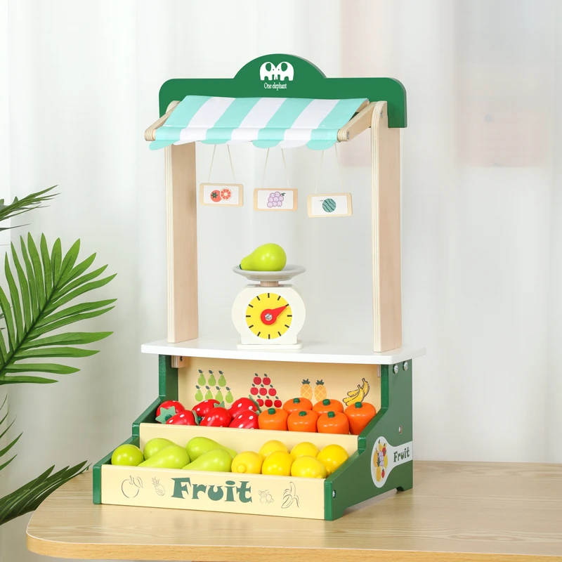 Wooden Role Play Toy Simulated Fruit Store Kids Toys Role Pretend Vegetable Shop Simulation Wooden Toys 2
