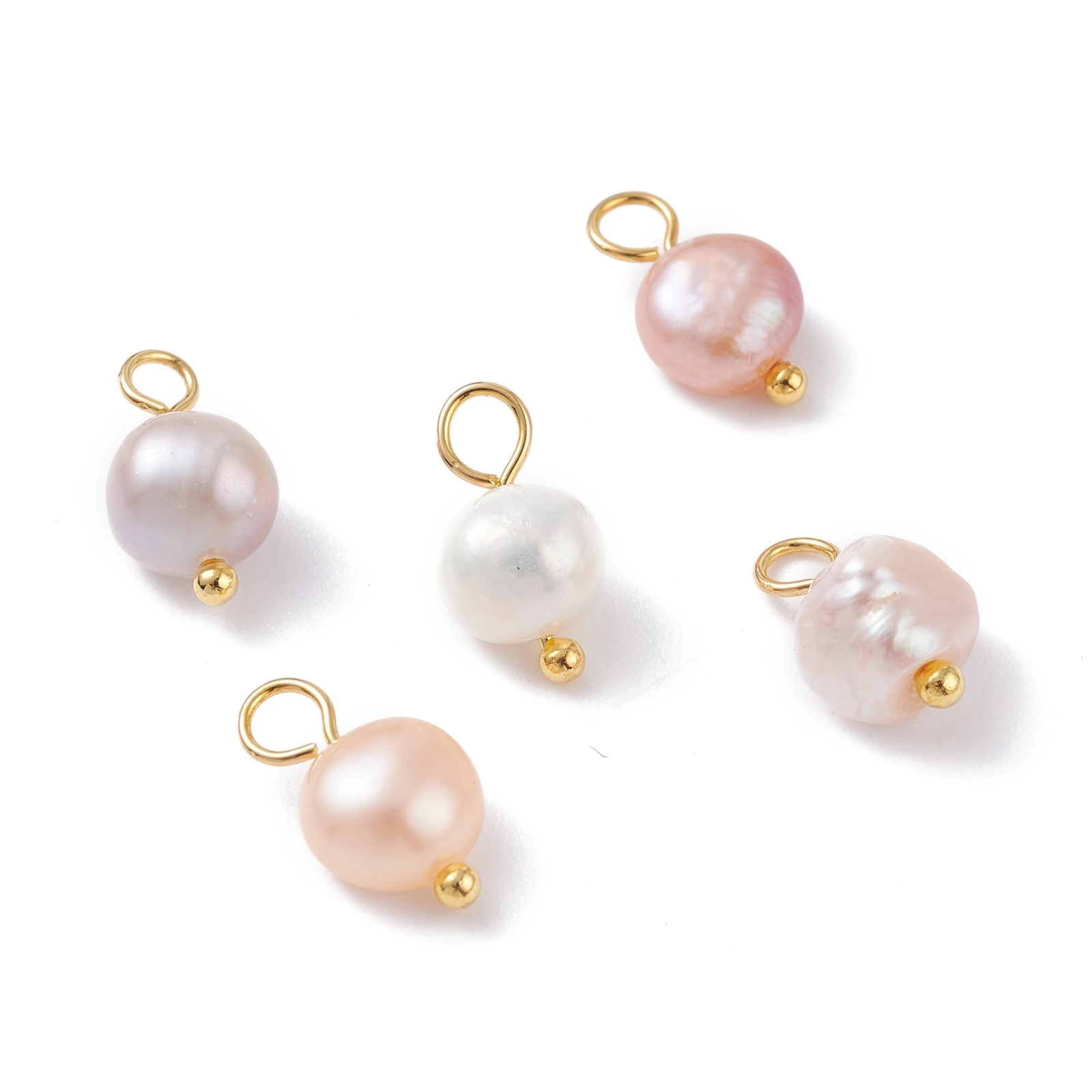 1 Pack Natural Cultured Freshwater Pearl Charms With Golden/Platinum Color Ball Head Pin for Earring Necklace DIY Jewelry Making