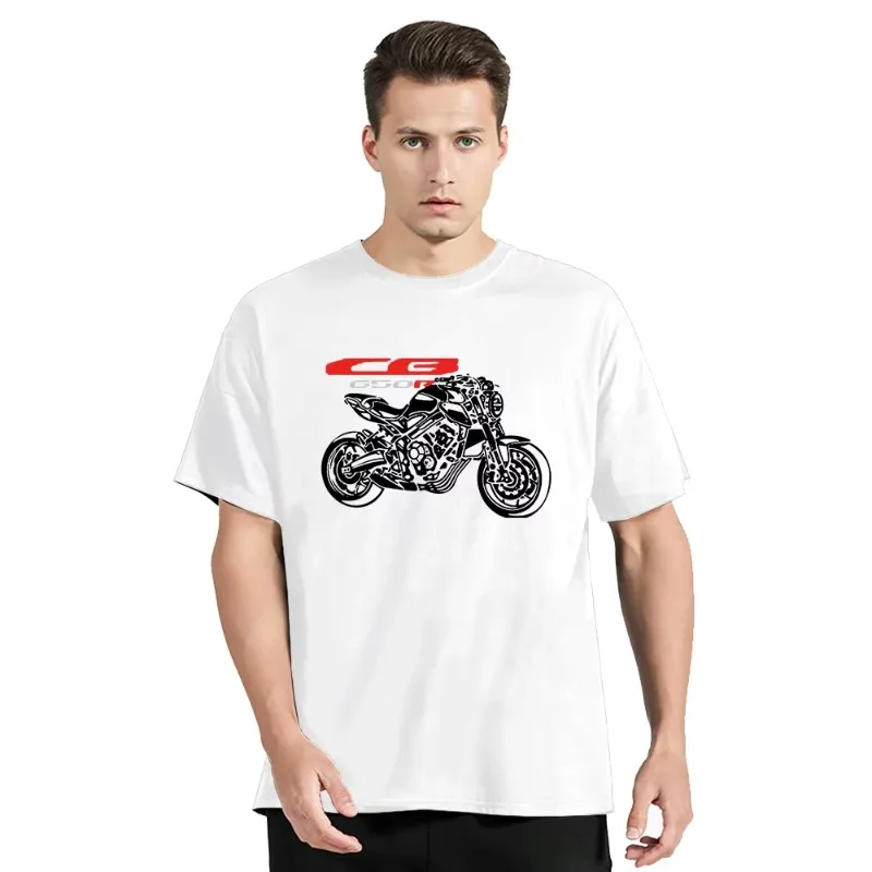 2025년 여름 혼다 오토바이 Hon Cb650R Cb 650r은 심플하고 패셔너블한 프린트 남성용 오버사이즈 티셔츠로 특징이 있습니다.