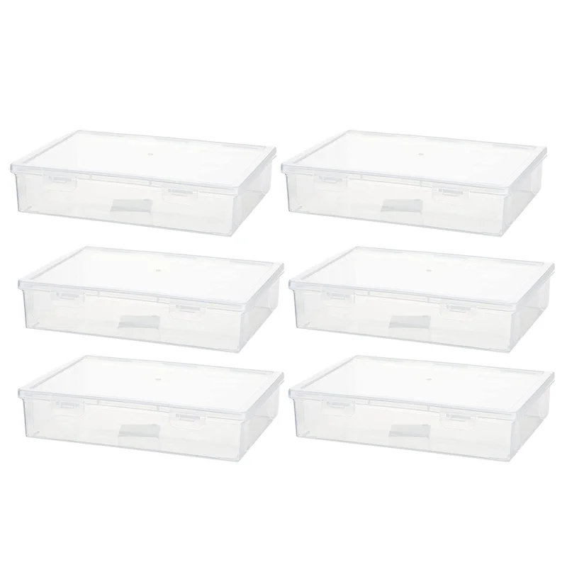 

6 Pcs 7In x 9In x 2In Plastic Storage Box with Lid Multipurpose Craft Organizer Plastic Containers Clear Pencil Case