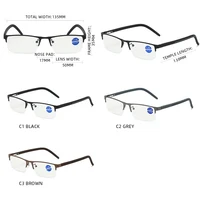 Lunettes de lecture classiques demi-monture pour hommes et femmes, rectangulaires, à la mode, presbytes, pour affaires, hypermétropie, Anti-lumière bleue 5