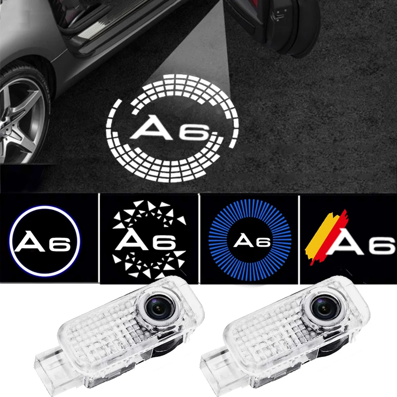 2 Pz Per Audi A6 2000-2004 Badge Luci Della Portiera Dell'Auto Logo Proiettore Lampada Laser Di Cortesia Porta Dell'Auto Led Welcome Light Pattern Dec