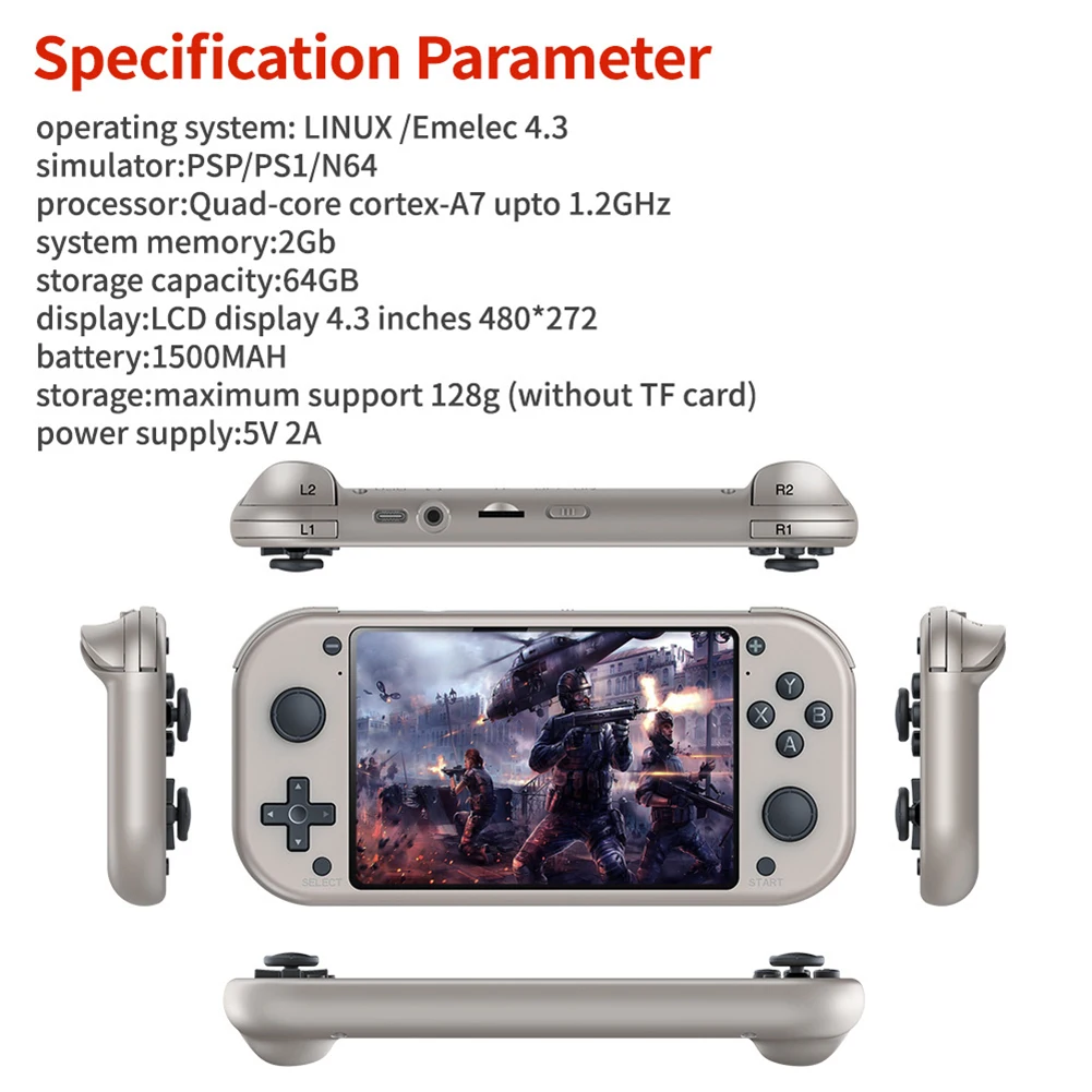 

M17 Retro Game Handheld Game Console 4.3 Inch 480*272 LCD Screen Retro Video Game Console Emuelec Built-in Game 25 Emulators