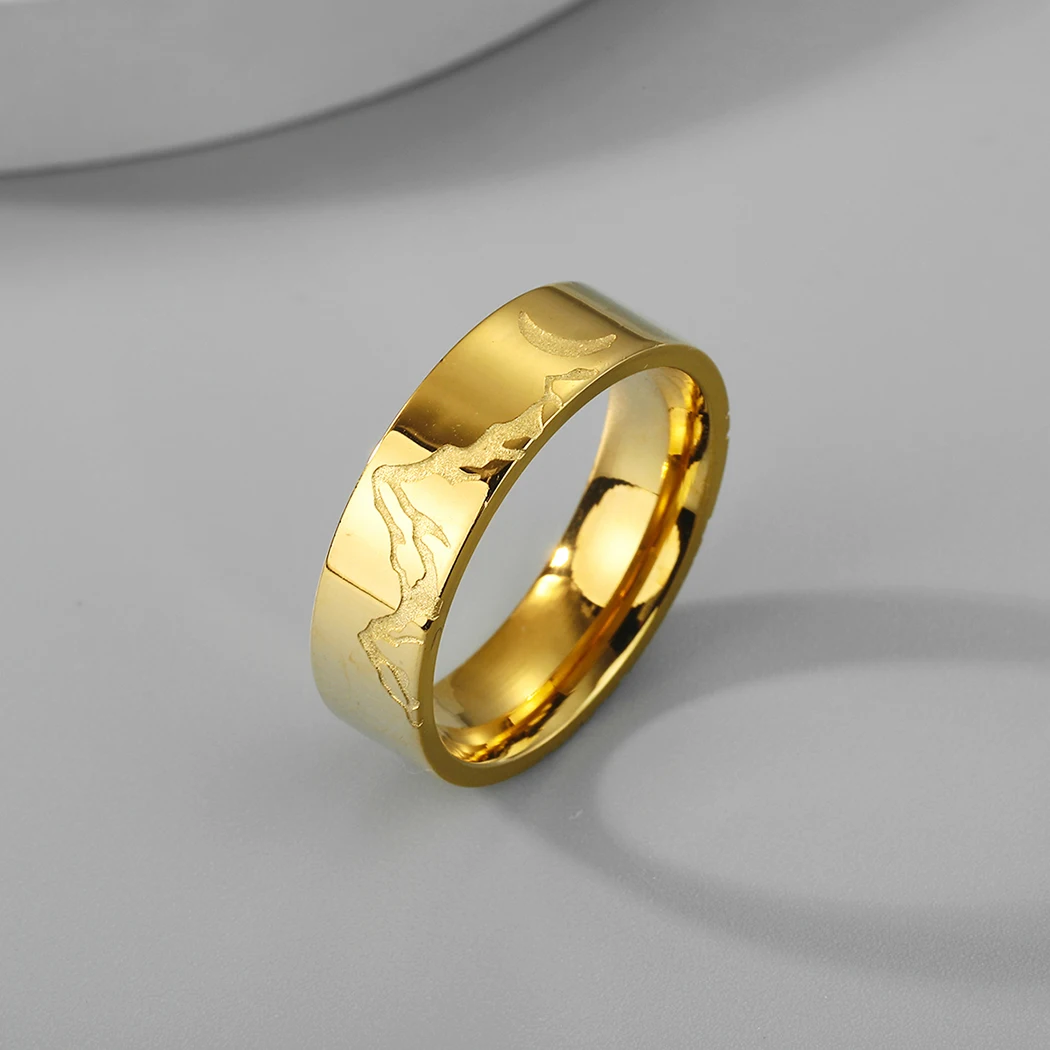 Chandler Stainless Steel Mountain Range Ring Unisex Band