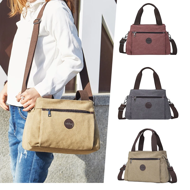 Retro Casual Women's Bag Canvas Ladies Single-shoulder Messenger Bag Women's Large-capacity Multi-compartment Canvas Bag