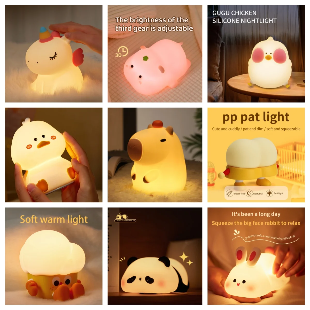 POCKETMAN Lampe De Nuit LED Champignon Mignon Lampe De Nuit USB Silicone Détecteur De Touches Lampe D'Ambiance Chambre à Coucher Lampe De Table