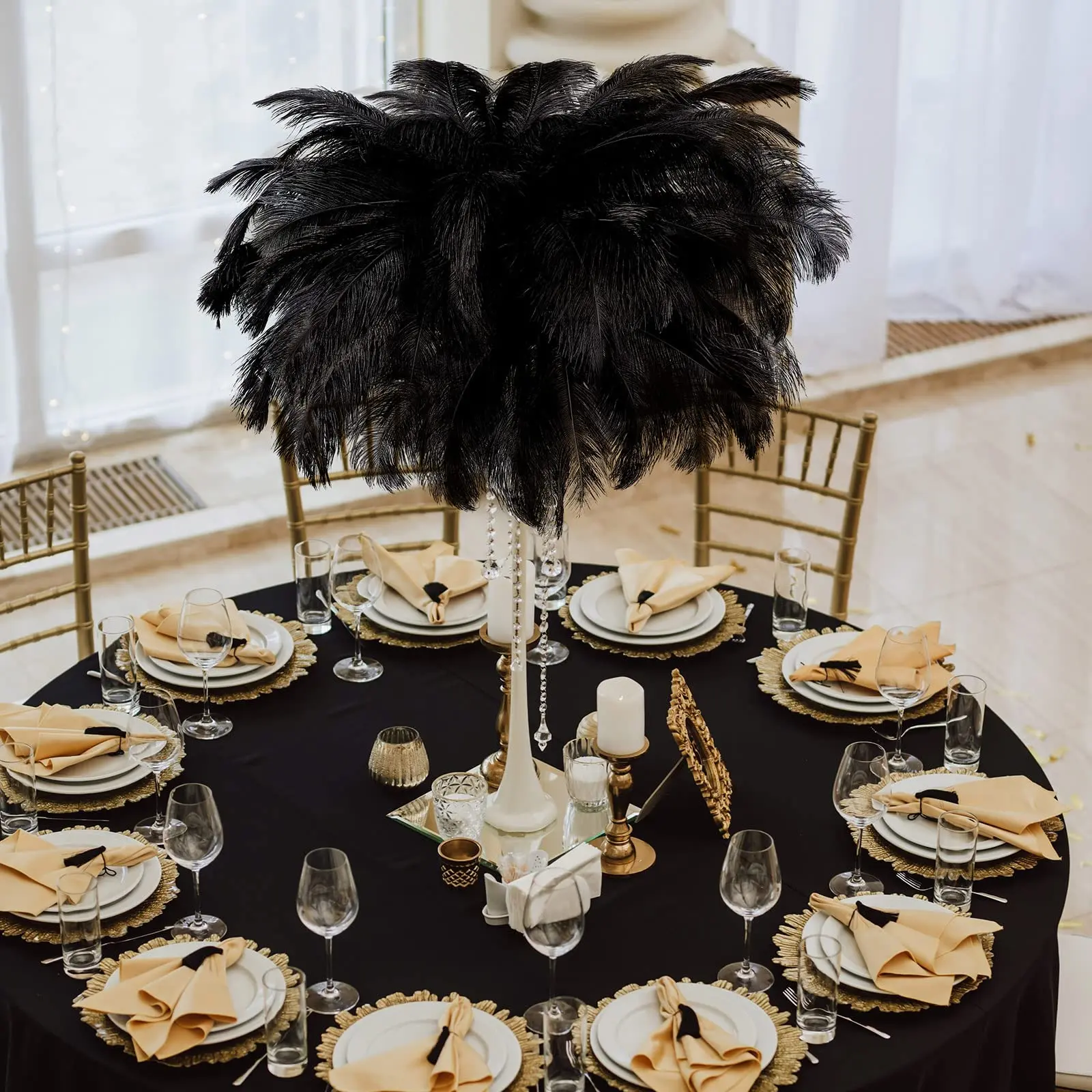Ostrich Feathers Natural Feathers Craft Feathers 50-300PCS White Ostrich Feathers Bulk Natural Ostrich Feathers for Wedding Party Decorations Table Decorations DIY Crafts