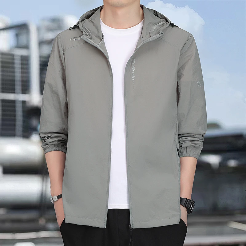 남성용 야외 사이클링 스포츠 UV 차단 후드 스킨 의류 여름 패션 경량 통기성..