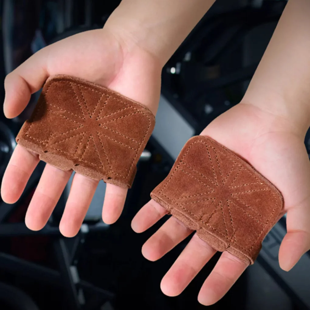 2 Pieces Leather Weight Lifting Gloves Workout Grips Training Green