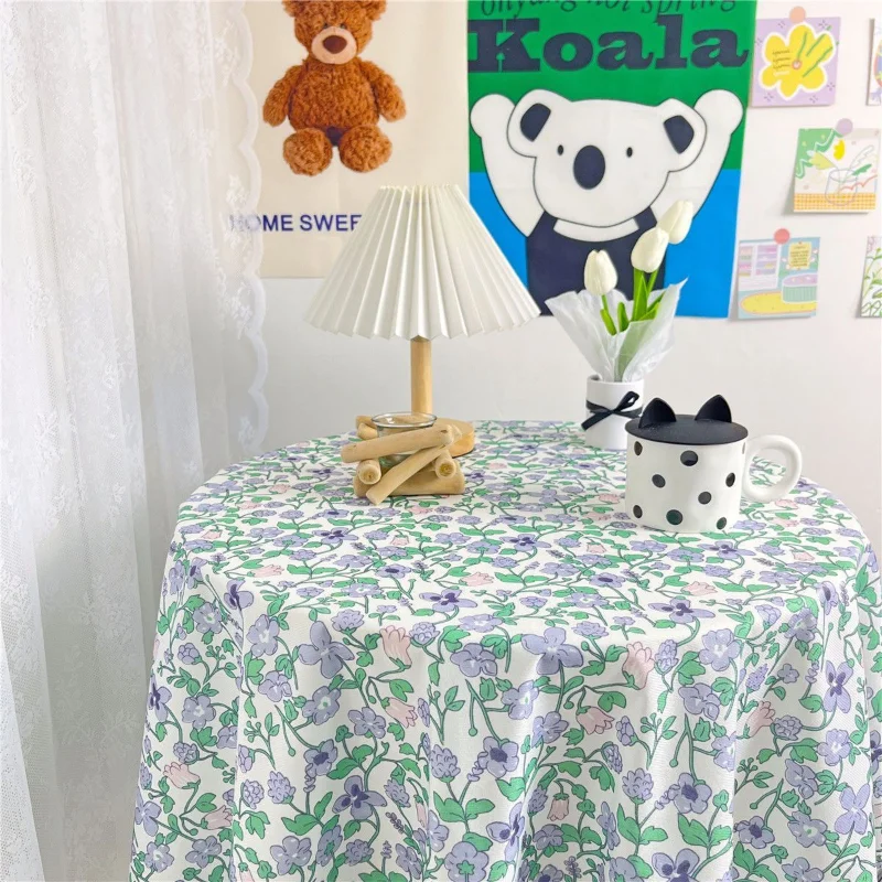 

Ins Table Cloth Floral Printed Decoration Tablecloth Rose Lavender Pattern Table Cover Bedroom Desk Tablecloth Korea Home Decor